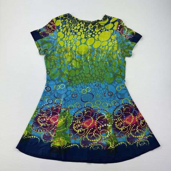 Parsley & Sage Dress Womens Medium Multicolor Bubble Print Art Boho Short Sleeve - Picture 5 of 9